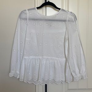 Madewell white eyelet peplum blouse